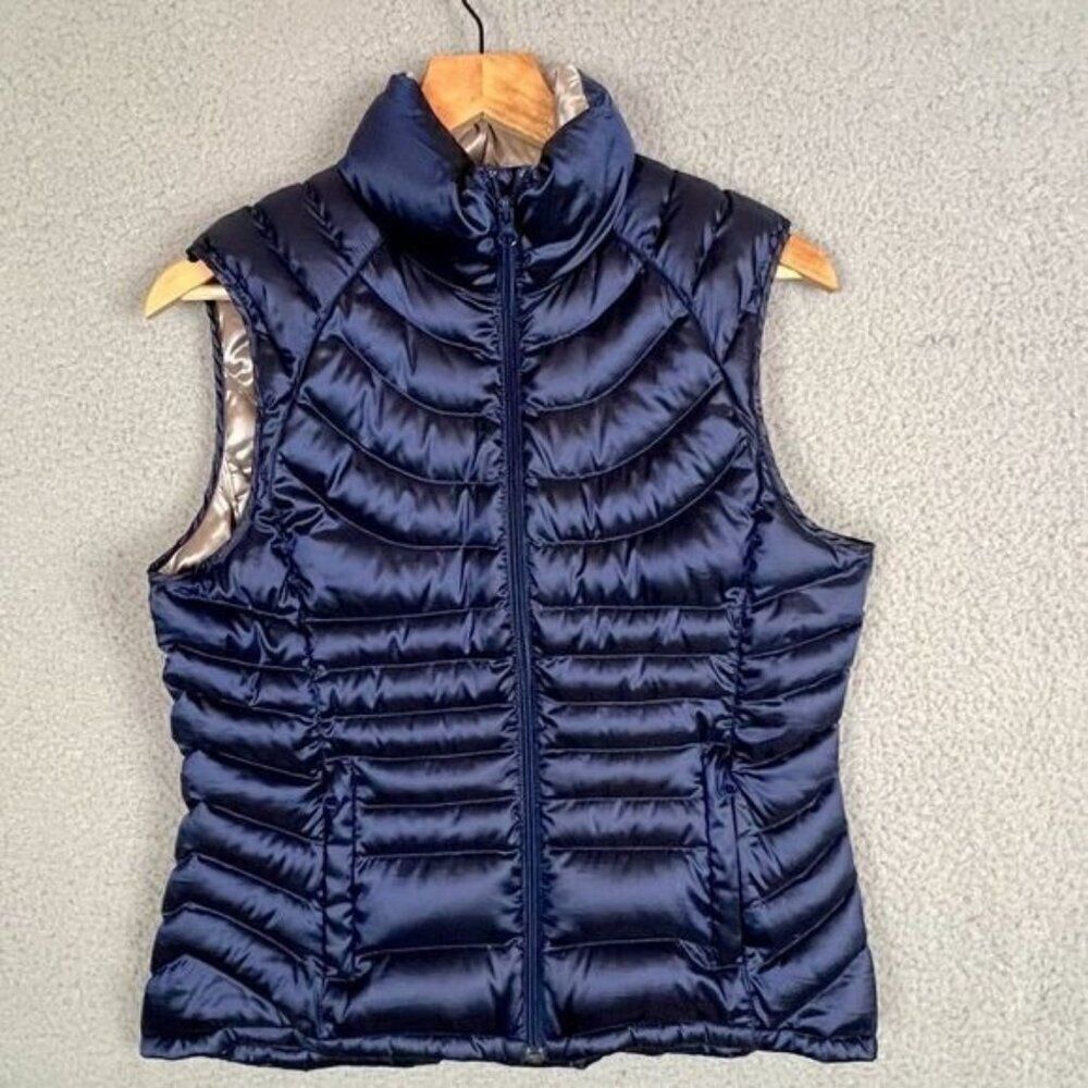 BERNARDO WOMENS BLUE PUFFER VEST GOOSE DOWN SIZE M - Picture 10 of 10